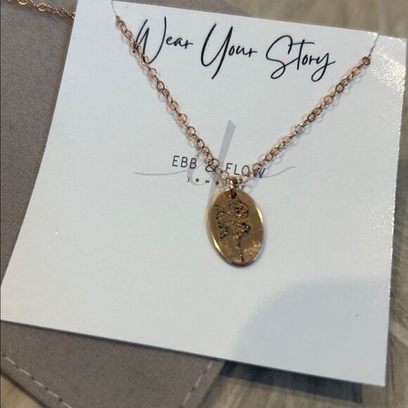 Ebb & Flow 14k Rose Gold Filled Necklace Birth Flower June Rose Stamped Pendant - Picture 2 of 7